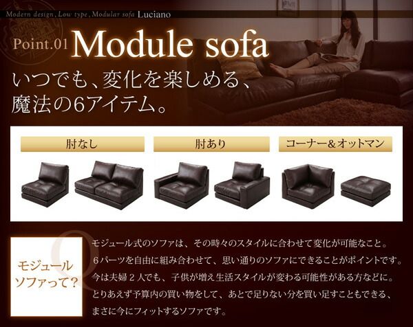 スーパSALE10倍＆4時間限定10％OFF フロアソファ モジュールローソファ ソファ2点セット 肘あり 1P×2