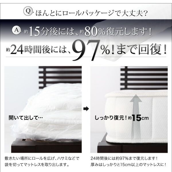 スーパSALE10倍＆4時間限定10％OFF MITAS寝具SELECT 敷き布団 マットレス 圧縮ロールパッケージ仕様のマットレス ポケットコイル シングル