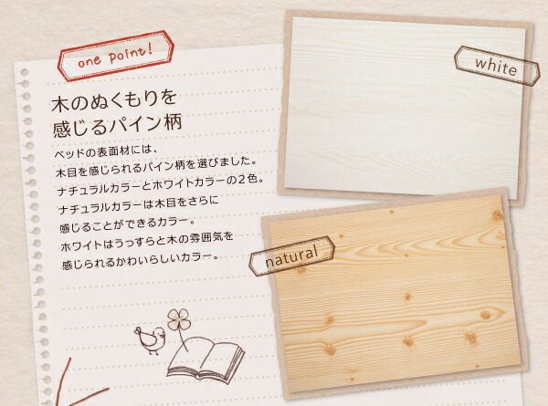 カントリーデザインのコンセント付き収納ベッド プレミアムボンネルコイルマットレス付き シングル