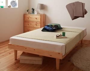 ショート丈北欧デザインベッド スタンダードボンネルコイルマットレス付き フルレイアウト セミシングル フレーム幅80 ショート丈