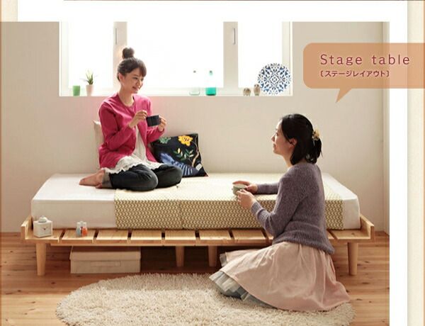 ショート丈北欧デザインベッド スタンダードボンネルコイルマットレス付き フルレイアウト セミシングル フレーム幅80 ショート丈