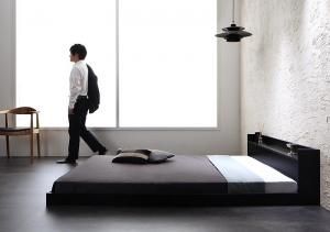 棚・コンセント付きフロアベッド マルチラススーパースプリング マットレス付き シングル