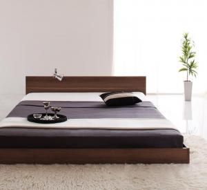 スーパSALE10倍＆4時間限定10％OFF シンプルヘッドボード・フロアベッド スタンダードボンネルコイルマットレス付き シングル