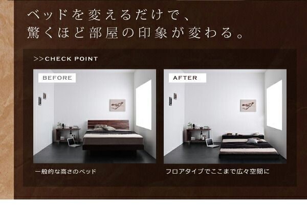 スーパSALE10倍＆4時間限定10％OFF 照明&隠し収納付き!モダンデザインフロアベッド プレミアムポケットコイルマットレス付き セミダブル