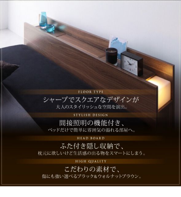 スーパSALE10倍＆4時間限定10％OFF 照明&隠し収納付き/モダンデザインフロアベッド マルチラススーパースプリングマットレス付き シングル