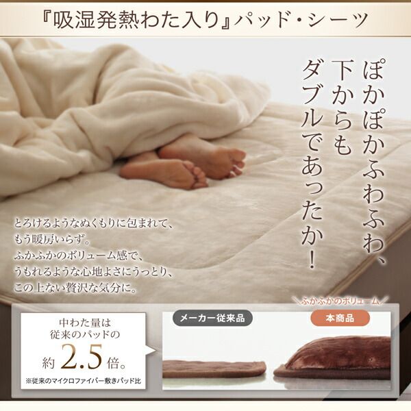 MITAS寝具SELECT プレミアムマイクロファイバー贅沢仕立てのとろける毛布・パッド 2枚合わせ毛布・パッド一体型ボックスシーツセット 発熱わた入り クイーン