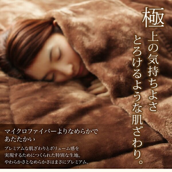 MITAS寝具SELECT プレミアムマイクロファイバー贅沢仕立てのとろける毛布・パッド 2枚合わせ毛布・パッド一体型ボックスシーツセット 発熱わた入り クイーン