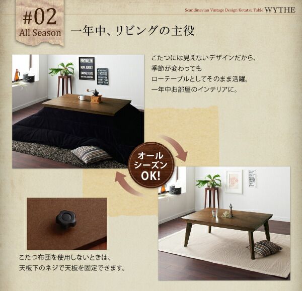 スーパSALE10倍＆4時間限定10％OFF こたつテーブル オールドウッド ヴィンテージデザインこたつテーブル 長方形(75×105cm)
