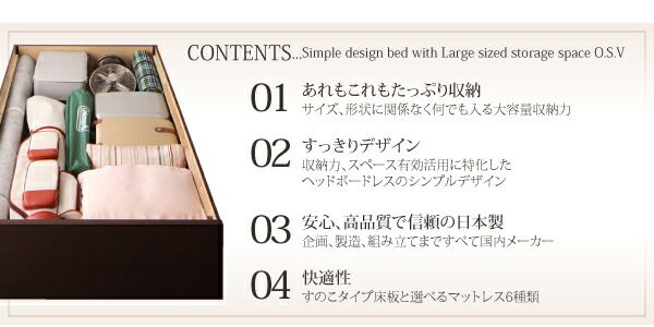 スーパSALE10倍＆4時間限定10％OFF お客様組立 大容量収納庫付きすのこベッド HBレス 薄型プレミアムボンネルコイルマットレス付き セミダブル 深さレギュラー