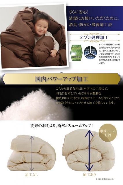 スーパSALE10倍＆4時間限定10％OFF MITAS寝具SELECT 羽根布団 日本製防カビ消臭 フランス産ホワイトダックダウンエクセルゴールドラベル羽毛掛布団 ダブル