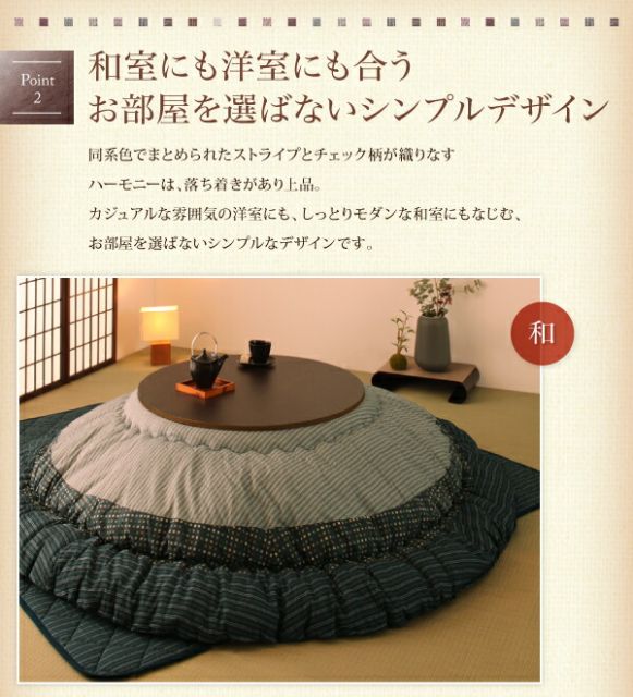 スーパSALE10倍＆4時間限定10％OFF こたつ布団セット しじら織り円形こたつ布団 掛布団&敷布団2点セット 円形(直径80cm)天板対応