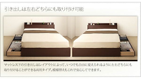 スーパSALE10倍＆4時間限定10％OFF 棚・コンセント付き収納ベッド スタンダードボンネルコイルマットレス付き シングル