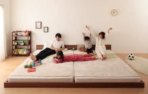 スーパSALE10倍＆4時間限定10％OFF ずっと使える・将来分割出来る・シンプルデザイン大型フロアベッド プレミアムポケットコイルマットレス付き ワイドK240(SD×2)