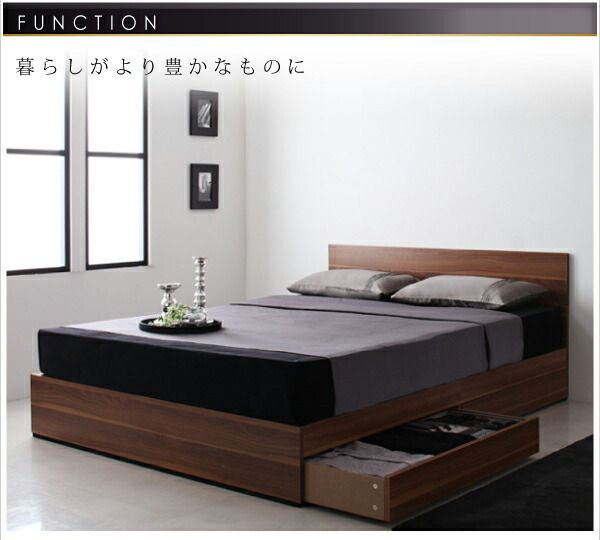 スーパSALE10倍＆4時間限定10％OFF シンプルモダンデザイン・収納ベッド スタンダードボンネルコイルマットレス付き セミダブル