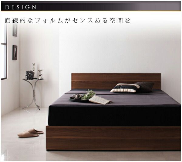 シンプルモダンデザイン・収納ベッド スタンダードポケットコイルマットレス付き セミダブル