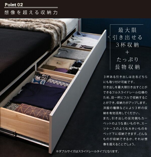 スーパSALE10倍＆4時間限定10％OFF ベッド 収納付きベッド マットレス付き ダブルベッド 収納 収納付 収納ベッド 大容量 収納ボックス 布団 おしゃれ 宮付き ライト付き 照明 コンセント 黒 白 プレミアムポケットコイルマットレス付 ダブル