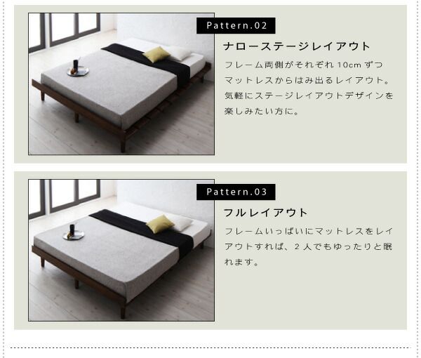 スーパSALE10倍＆4時間限定10％OFF デザインすのこベッド スタンダードポケットコイルマットレス付き フルレイアウト クイーン(Q×1) フレーム幅160