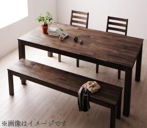 スーパSALE10倍＆4時間限定10％OFF ダイニングセット（テーブル&ベンチ チェア） 総無垢材ダイニング 4人 4点セット(テーブル+チェア2脚+ベンチ1脚) ウォールナット 板座 W160