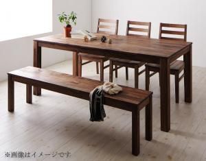 スーパSALE10倍＆4時間限定10％OFF ダイニングセット（テーブル&ベンチ チェア） 総無垢材ダイニング 6人 5点セット(テーブル+チェア3脚+ベンチ1脚) ウォールナット 板座 W180