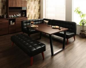 スーパSALE10倍＆4時間限定10％OFF ヴィンテージスタイル・リビングダイニングセット 4人 4点セット(テーブル+ソファ1脚+アームソファ1脚+ベンチ1脚) 左アーム W120