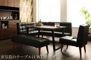 スーパSALE10倍＆4時間限定10％OFF ダイニングセット ソファ ダイニング セット ヴィンテージ ソファダイニング 4人 合皮 5点セット(テーブル+ソファ1脚+アームソファ1脚+チェア1脚+ベンチ1脚) 左アーム 黒 ブラック 幅150