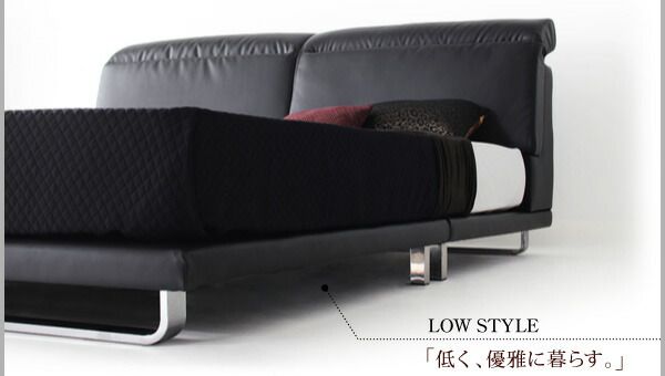スーパSALE10倍＆4時間限定10％OFF リクライニング機能付き・モダンデザインローベッド スタンダードポケットコイル マットレス付き クイーン(Q×1)