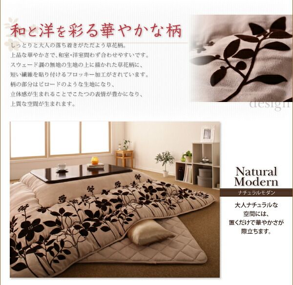 スーパSALE10倍＆4時間限定10％OFF こたつ こたつ布団 おしゃれ スウェード調フラワーモチーフこたつ布団 こたつ用掛け布団単品 正方形(75×75cm)天板対応