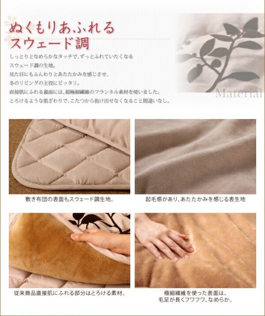 スーパSALE10倍＆4時間限定10％OFF こたつ こたつ布団 おしゃれ スウェード調フラワーモチーフこたつ布団 こたつ用掛け布団単品 正方形(75×75cm)天板対応