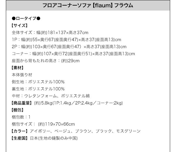 スーパSALE10倍＆4時間限定10％OFF フロアソファ フロアコーナーソファ ロータイプ 右コーナーセット 1P+2P+コーナー