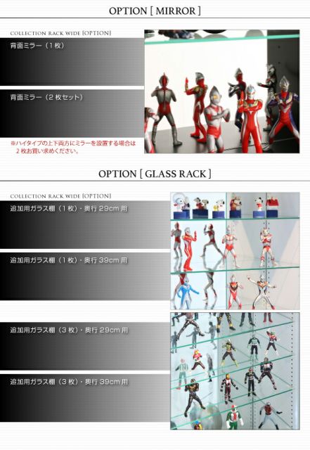 スーパSALE10倍＆4時間限定10％OFF 壁面収納 コレクションラック ワイド 本体 引き戸タイプ 背面ミラー2枚セット 奥行29