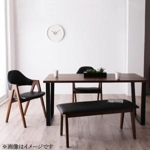 スーパSALE10倍＆4時間限定10％OFF ダイニングセット　ベンチ　天然木ウォールナット　モダンテイスト　4点セット(テーブル+チェア2脚+ベンチ1脚) 幅150