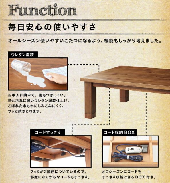 スーパSALE10倍＆4時間限定10％OFF こたつテーブル 天然木パイン材 男前ヴィンテージデザインこたつテーブル 長方形(80×135cm)