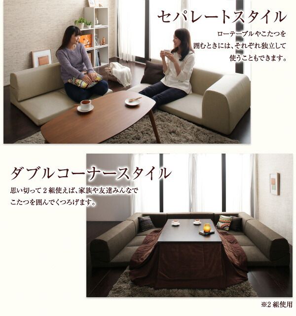 スーパSALE10倍＆4時間限定10％OFF フロアソファ 洗える！カバーリングフロアコーナーソファ 1P+2P+コーナー
