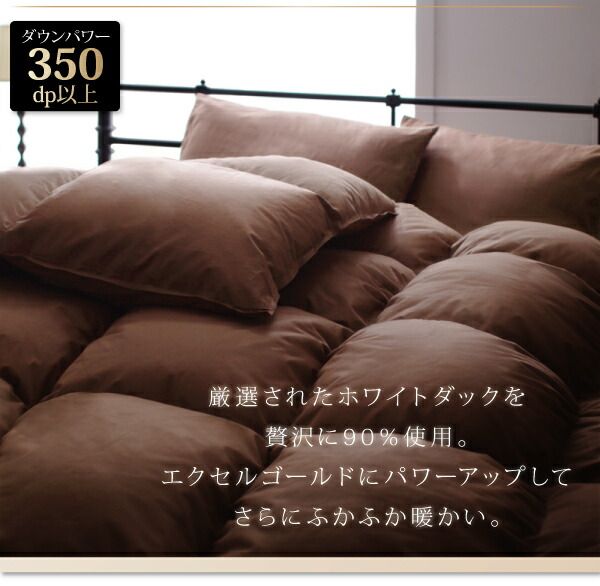 スーパSALE10倍＆4時間限定10％OFF 極厚布団 エクセルゴールドラベルダックダウン90%羽毛布団8点セット プレミアム敷布団 ボリュームタイプ シングル8点セット