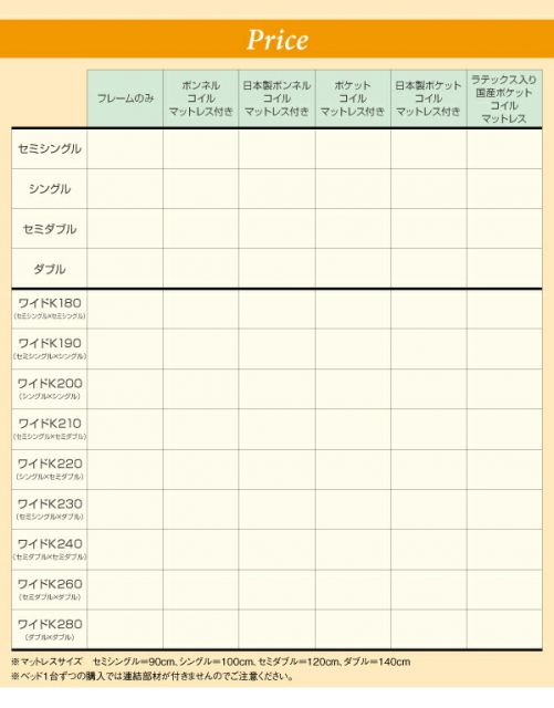 親子で寝られる・将来分割できる連結ベッド ボンネルコイルマットレス付き セミシングル