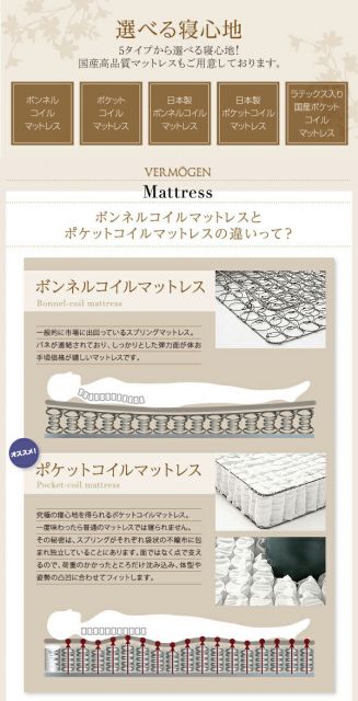 スーパSALE10倍＆4時間限定10％OFF ずっと使えるロングライフデザインベッド 国産ポケットコイルマットレス付き ワイドK180