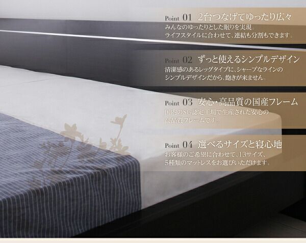 スーパSALE10倍＆4時間限定10％OFF ずっと使えるロングライフデザインベッド 国産ポケットコイルマットレス付き ワイドK180