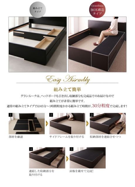 スーパSALE10倍＆4時間限定10％OFF モダンデザイン・大型サイズチェストベッド スタンダードポケットコイルマットレス付き クイーン(Q×1）