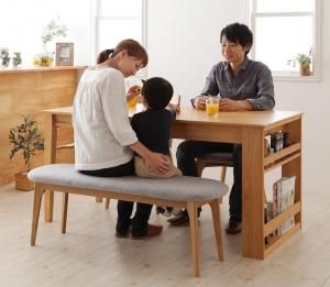 スーパSALE10倍＆4時間限定10％OFF 天然木オーク材エクステンションダイニング 3人 4点セット(テーブル+チェア2脚+ベンチ1脚) W120-180