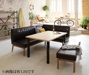 スーパSALE10倍＆4時間限定10％OFF ダイニングセット（テーブル&ソファ ベンチ） 西海岸テイスト モダンデザインリビングダイニングセット 5人 4点セット(テーブル+ソファ1脚+アームソファ1脚+ベンチ1脚) 右アーム W150