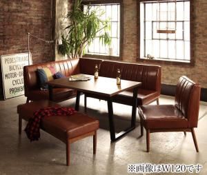 スーパSALE10倍＆4時間限定10％OFF ダイニングセット ソファ アメリカン ヴィンテージ ソファダイニング ダイニング セット 合皮 4人 合皮 5点セット(テーブル+ソファ1脚+アームソファ1脚+チェア1脚+ベンチ1脚) 左アーム 幅150