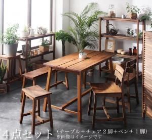 スーパSALE10倍＆4時間限定10％OFF テイストファニチャー（ダイニングシリーズ） ルームガーデンファニチャーシリーズ 4点セット(テーブル+チェア2脚+ベンチ1脚) W120