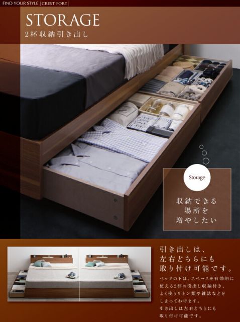スーパSALE10倍＆4時間限定10％OFF モダンライト・コンセント付き収納ベッド  マルチラススーパースプリングマットレス付き シングル