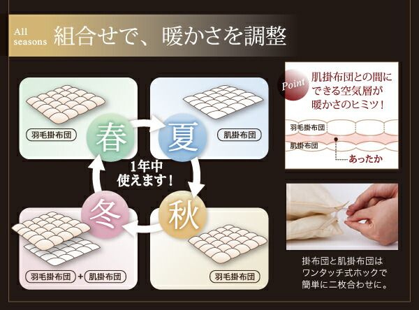 スーパSALE10倍＆4時間限定10％OFF MITAS寝具SELECT 羽毛布団 ポーランド産グースダウン93% プレミアムゴールドラベル羽毛布団8点セット 和タイプ セミダブル8点セット
