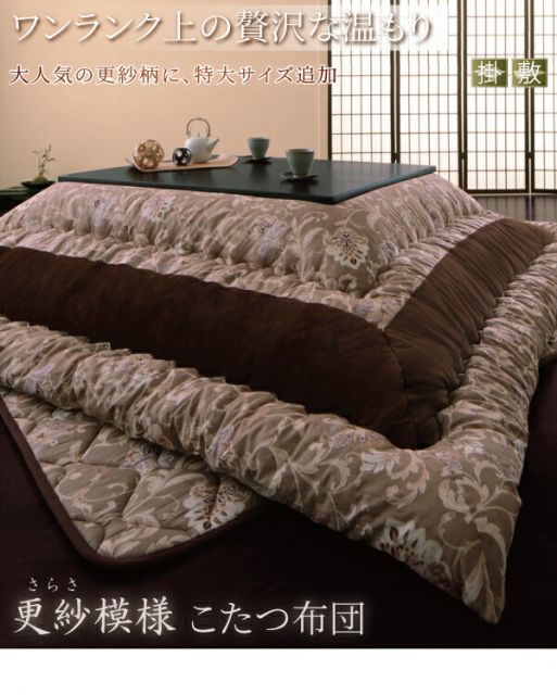 スーパSALE10倍＆4時間限定10％OFF こたつ布団セット 更紗模様こたつ布団 掛布団&敷布団2点セット 5尺長方形(90×150cm)天板対応