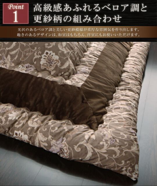 スーパSALE10倍＆4時間限定10％OFF こたつ布団セット 更紗模様こたつ布団 掛布団&敷布団2点セット 5尺長方形(90×150cm)天板対応