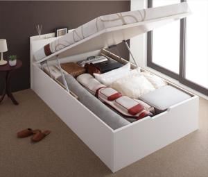 スーパSALE10倍＆4時間限定10％OFF お客様組立 国産跳ね上げ収納ベッド マルチラススーパースプリングマットレス付き 横開き シングル 深さグランド