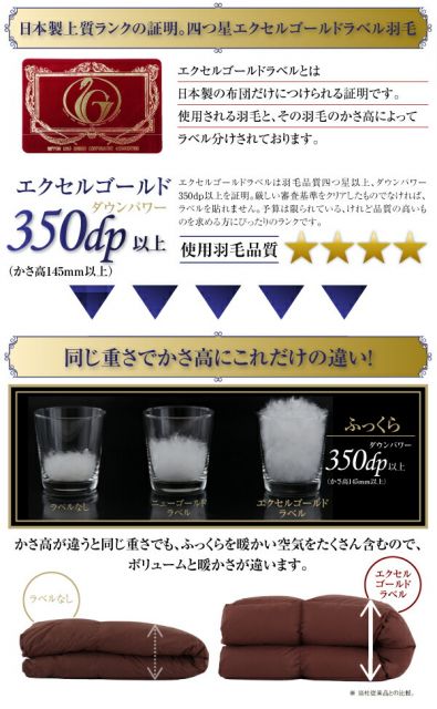 スーパSALE10倍＆4時間限定10％OFF MITAS寝具SELECT 羽毛布団 日本製防カビ消臭 フランス産 エクセルゴールドラベル羽毛布団10点セット ベッドタイプ キング10点セット