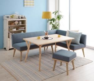 スーパSALE10倍＆4時間限定10％OFF ダイニングセット（テーブル&ソファ スツール） 北欧デザインリビングダイニングセット 4人 4点セット(テーブル+ソファ1脚+アームソファ1脚+スツール1脚) 右アーム W120