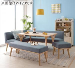 スーパSALE10倍＆4時間限定10％OFF ダイニングセット（テーブル&ソファ ベンチ スツール） 北欧デザインリビングダイニングセット 6人 5点セット(テーブル+ソファ1脚+アームソファ1脚+ベンチ1脚+スツール1脚) 左アーム W140